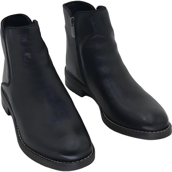 Franco Sarto Marcus Black Leather Ankle Booties Zip Women's US 7M - Picture 1 of 6